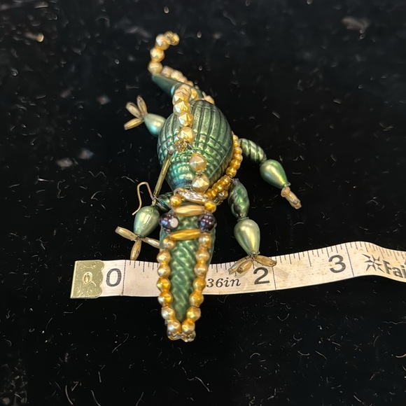 Rare Vintage Dragon/Alligator (?) Mercury Glass Bead on Wire Christmas Ornament - Picture 6 of 7